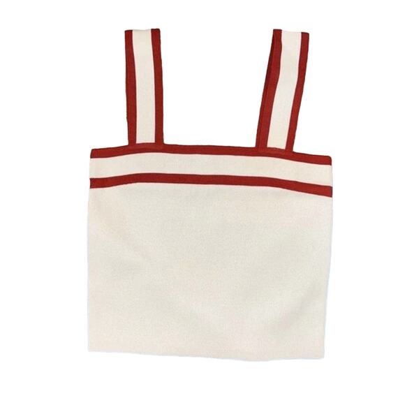 NWT Francesca's Harper Heritage Cream & Rust Square Neck Tank Top - SIZE LARGE - Picture 1 of 10